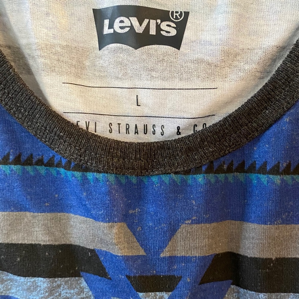 MEN’S Levi Blue Multi Aztec Tank Top Size Large - Picture 3 of 6